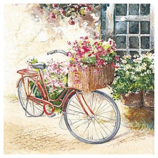 Χαρτοπετσέτα για Decoupage Flower bike, 1τεμ. 211503 1 Χαρτοπετσέτα για Decoupage Flower bike, 1τεμ. 211503