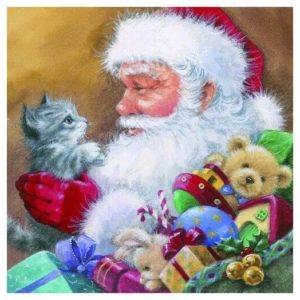 Χαρτοπετσέτα για Decoupage, Ti-flair Santa with Kitten, 1τεμ. 303425