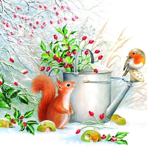 Χαρτοπετσέτα για Decoupage, Ti-flair Red Squirrel & Robin, 1τεμ. 310420 1 Χαρτοπετσέτα για Decoupage, Ti-flair Red Squirrel & Robin, 1τεμ. 310420