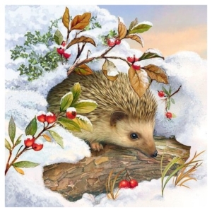 Χαρτοπετσέτα για Decoupage χριστουγεννιάτικη, Hedgehog In Snow, 1τεμ. 33310515