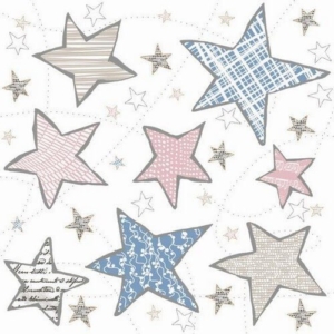 Χαρτοπετσέτα για Decoupage Χριστουγεννιάτικη, Irregular Graphic Stars Blue & Pink, 1τεμ. SDGW012702