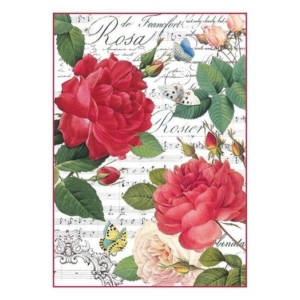Ριζόχαρτο Stamperia 21x29cm A4, Red roses and music DFSA4305