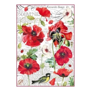 Ριζόχαρτο Stamperia 21x29cm A4, Botanic Poppies DFSA4306