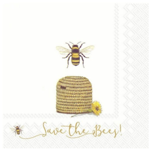 Χαρτοπετσέτα για Decoupage, Save the bees white, 1 τεμ. L769890