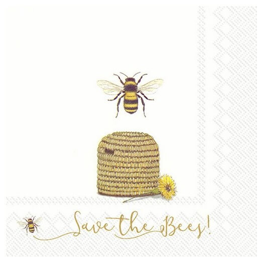 Χαρτοπετσέτα για Decoupage, Save the bees white, 1 τεμ. L769890 1 Χαρτοπετσέτα για Decoupage, Save the bees white, 1 τεμ. L769890