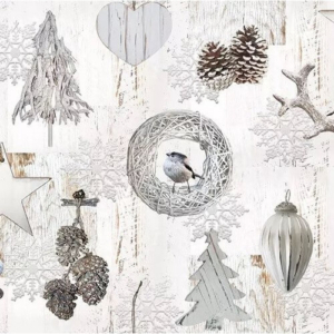 Χαρτοπετσέτα για Decoupage Χριστουγεννιάτικη, White Decorations, 1τεμ. 33311925