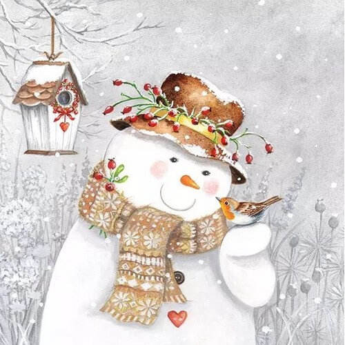Χαρτοπετσέτα για Decoupage Χριστουγεννιάτικη, Snowman Holding Robin, 1τεμ. 33311940 1 Χαρτοπετσέτα για Decoupage Χριστουγεννιάτικη, Snowman Holding Robin, 1τεμ. 33311940