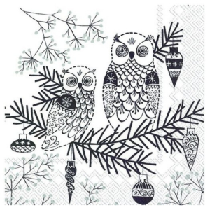 Χαρτοπετσέτα για Decoupage Χριστουγεννιάτικη, Owl ornament white black, 1τεμ. C556897