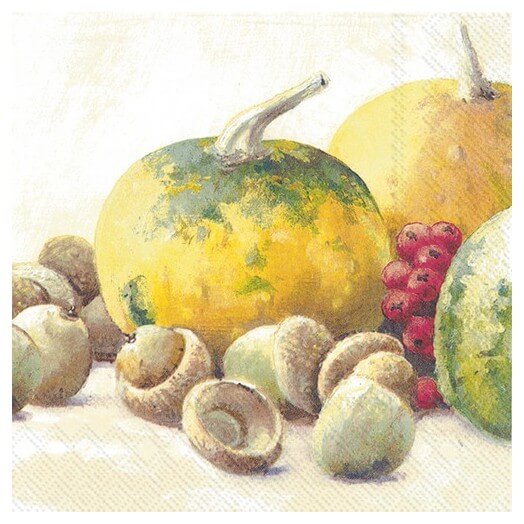 Χαρτοπετσέτα για decoupage, Pumpkin and acorns cream, 1 τεμ. L746660 1 Χαρτοπετσέτα για decoupage, Pumpkin and acorns cream, 1 τεμ. L746660