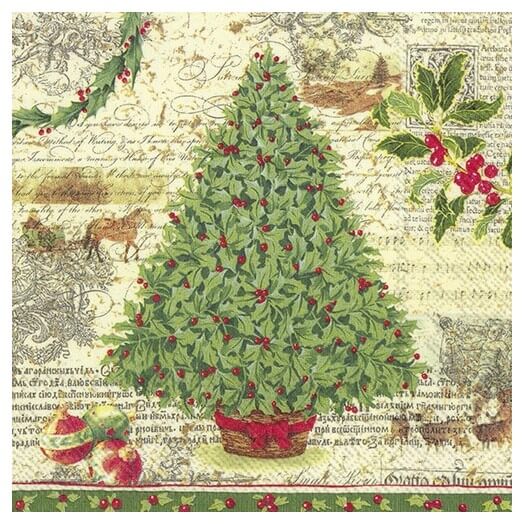 Χαρτοπετσέτα για Decoupage Χριστουγεννιάτικη, Christmas tradition Green, 1τεμ. L787062 1 Χαρτοπετσέτα για Decoupage Χριστουγεννιάτικη, Christmas tradition Green, 1τεμ. L787062