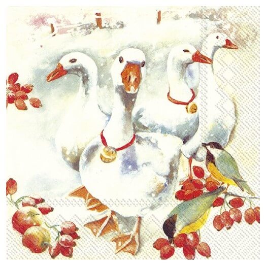 Χαρτοπετσέτα για decoupage, Winter goose, 1 τεμ. L789100 1 Χαρτοπετσέτα για decoupage, Winter goose, 1 τεμ. L789100