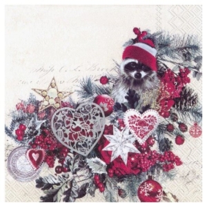 Χαρτοπετσέτα για Decoupage Χριστουγεννιάτικη, X-mas racoon, 1τεμ. L792800