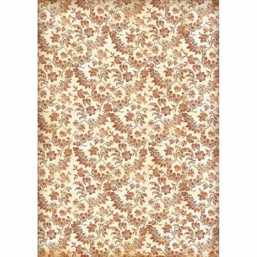 Ριζόχαρτο Stamperia 29,7x42cm A3, Wallpaper with flowers and leaves DFSA3018 1 Ριζόχαρτο Stamperia 29,7x42cm A3, Wallpaper with flowers and leaves DFSA3018