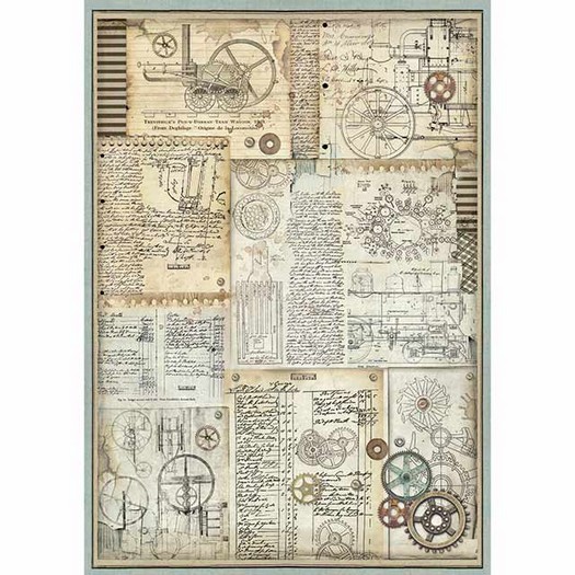 Ριζόχαρτο Stamperia 29,7x42cm A3, Voyages Fantastiques gears DFSA3032 1 Ριζόχαρτο Stamperia 29,7x42cm A3, Voyages Fantastiques gears DFSA3032