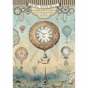 Ριζόχαρτο Stamperia 21x29cm A4, Voyages Fantastiques ballons DFSA4370