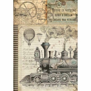 Ριζόχαρτο Stamperia 21x29cm A4, Voyages Fantastiques Train DFSA4372