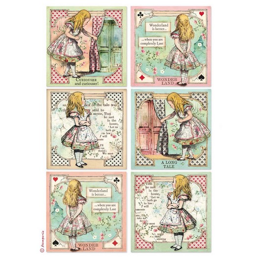 Ριζόχαρτο Stamperia 21x29cm A4, Alice Cards DFSA4382 1 Ριζόχαρτο Stamperia 21x29cm A4, Alice Cards DFSA4382