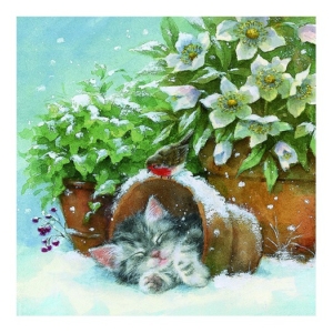 Χαρτοπετσέτα για Decoupage, Kitten sleeping in Plant Pot, 1τεμ. 313211
