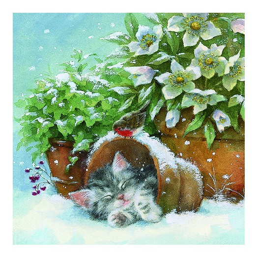 Χαρτοπετσέτα για Decoupage, Kitten sleeping in Plant Pot, 1τεμ. 313211 1 Χαρτοπετσέτα για Decoupage, Kitten sleeping in Plant Pot, 1τεμ. 313211