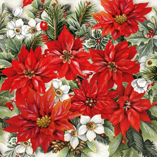 Χαρτοπετσέτα για Decoupage, Pointsettia All Over, 1τεμ. 33313570 1 Χαρτοπετσέτα για Decoupage, Pointsettia All Over, 1τεμ. 33313570