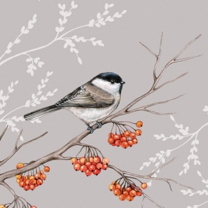 Χαρτοπετσέτα για Decoupage, Bird On Branch Grey, 1τεμ. 13311855