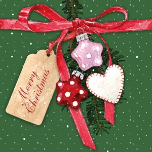 Χαρτοπετσέτα για Decoupage, Christmas Tag Green, 1τεμ. 33312050