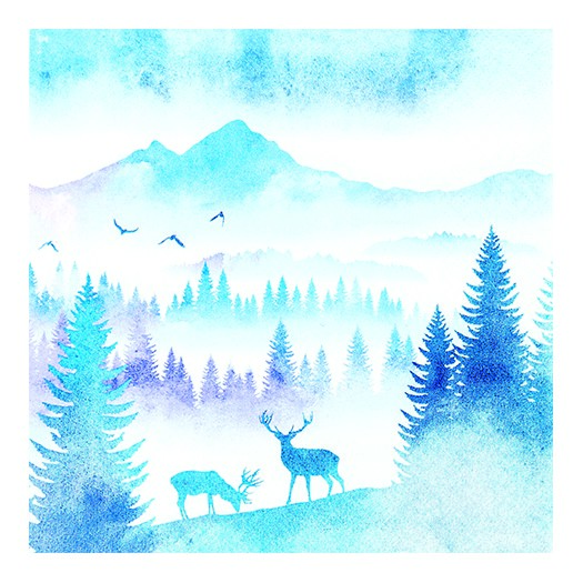 Χαρτοπετσέτα για decoupage, Deers in Mountains, 1 τεμ. 611932 1 Χαρτοπετσέτα για decoupage, Deers in Mountains, 1 τεμ. 611932