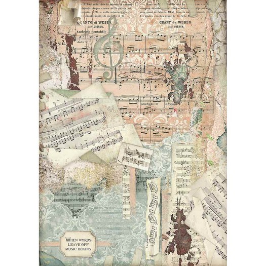 Ριζόχαρτο Stamperia 29,7x42cm A3, Music DFSA3057 1 Ριζόχαρτο Stamperia 29,7x42cm A3, Music DFSA3057