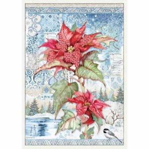 Ριζόχαρτο Stamperia 29,7x42cm A3, Poinsettia red DFSA3072