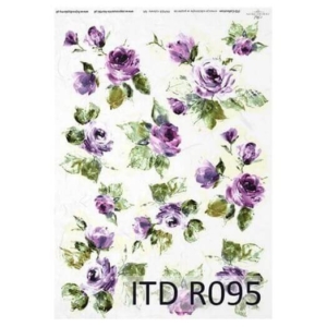Ριζόχαρτο ντεκουπάζ ITD, 21x29cm, Μωβ τριαντάφυλλα, R095