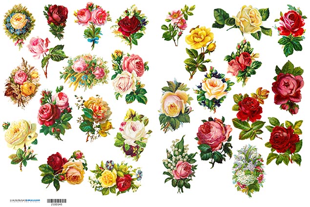 Ριζόχαρτο για Decoupage, Vintage Λουλούδια 2100143 1 Ριζόχαρτο για Decoupage, Vintage Λουλούδια 2100143