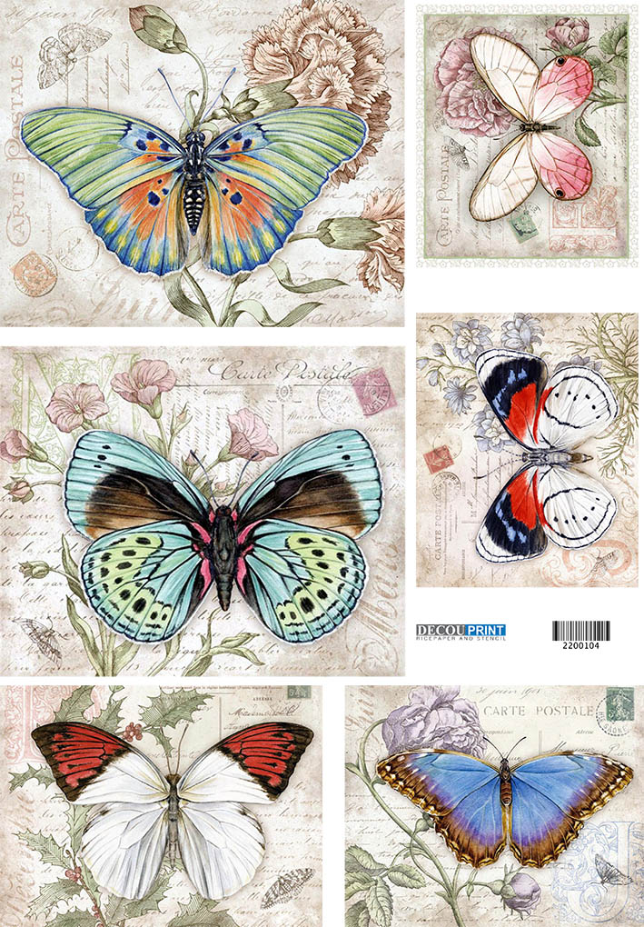 Ριζόχαρτο για Decoupage, Πεταλούδες 2200104 1 Ριζόχαρτο για Decoupage, Πεταλούδες 2200104