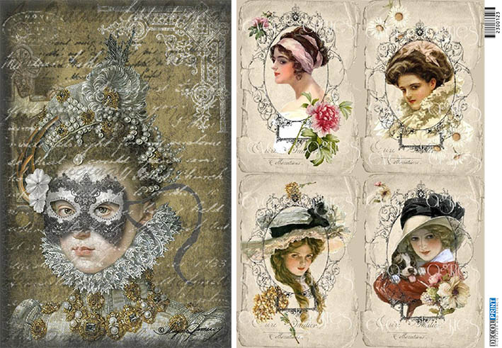 Ριζόχαρτο για Decoupage, Vintage Πρόσωπα 2300123 1 Ριζόχαρτο για Decoupage, Vintage Πρόσωπα 2300123