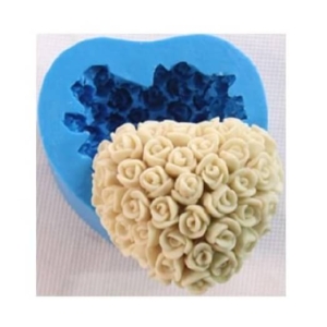 Καλούπι σιλικόνης και για σαπούνι, Rose heart 60x60x28mm 341006