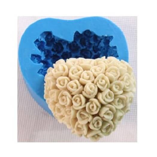 Καλούπι σιλικόνης και για σαπούνι, Rose heart 60x60x28mm 341006 1 Καλούπι σιλικόνης και για σαπούνι, Rose heart 60x60x28mm 341006