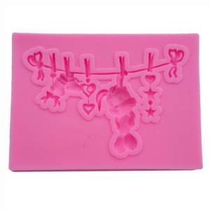 Καλούπι σιλικόνης, Λαγός, αστέρια και καρδιές, 7.5×5.4×0.7cm AF1606