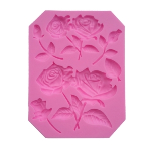 Καλούπι σιλικόνης, Τριαντάφυλλα και φύλλα, 12.1×9.2×1.2cm AF1631