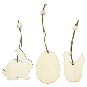 Ξυλινα διακοσμητικά, 6 cm, rabbit, egg, hen, 9 τεμ. 56732