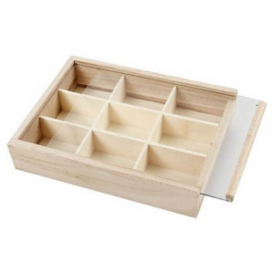 Κουτί με χωρίσματα και γυάλινο καπάκι 17×13 cm 57454