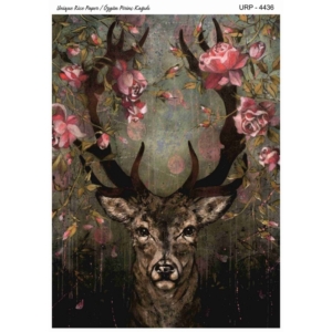 Ριζόχαρτο Rich, 29,5×41,5cm, Ελάφι με λουλούδια UPR-4436