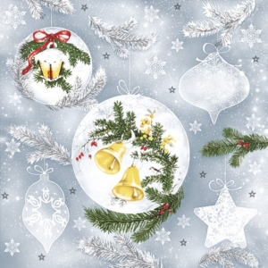 Χαρτοπετσέτα για decoupage 1 τεμ., Χριστουγεννιάτικες μπάλες με καμπάνες SDGW017601