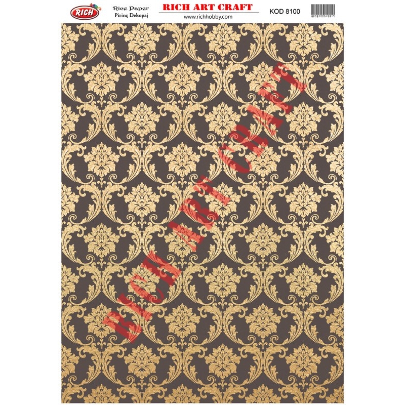 Ριζόχαρτο Rich, 29,5×41,5cm, Χρυσό μοτίβο UPR-8100 1 Ριζόχαρτο Rich, 29,5×41,5cm, Χρυσό μοτίβο UPR-8100