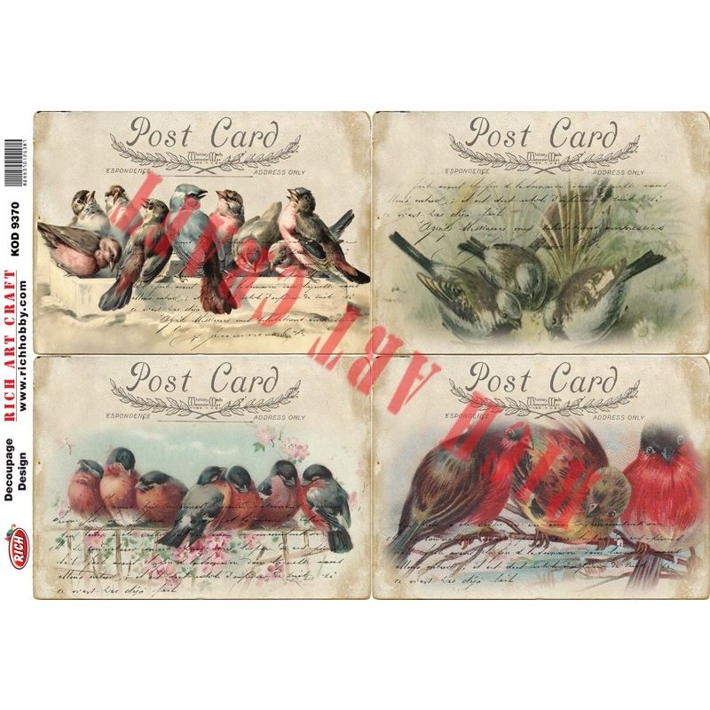 Ριζόχαρτο Rich, 29,5×41,5cm, Πουλάκια Postcard UPR-9370 1 Ριζόχαρτο Rich, 29,5×41,5cm, Πουλάκια Postcard UPR-9370