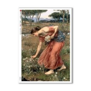 Ριζόχαρτο PaperD για Decoupage, Κοπέλα με λουλούδια, 32x45cm, ARTWORK_0107