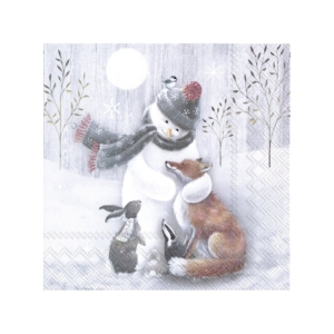 Χαρτοπετσέτα για decoupage, Χιονάνθρωπος και ζωάκια, 1 τεμ. L926200
