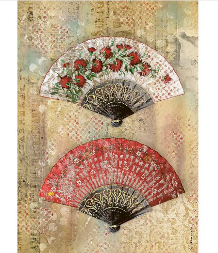 Ριζόχαρτο Stamperia Tele di Monica, 21x29cm, Abanicos DFSA4632 1 Ριζόχαρτο Stamperia Tele di Monica, 21x29cm, Abanicos DFSA4632