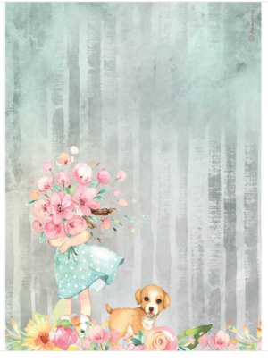 Ριζόχαρτο Stamperia 21x29cm, Circle of Love, Bouquet and dog DFSA4528