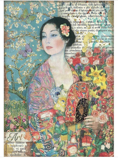 Ριζόχαρτο Stamperia 21x29cm, Atelier, Dam with fan DFSA4545 1 Ριζόχαρτο Stamperia 21x29cm, Atelier, Dam with fan DFSA4545
