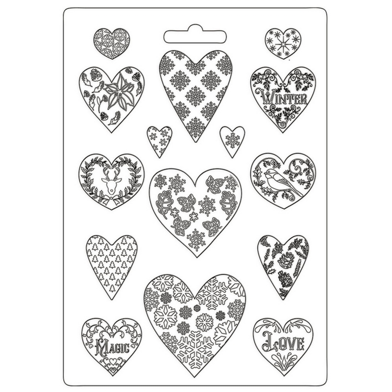 Καλούπι εύκαμπτο A4, 21x29cm, Stamperia, Christmas Patchwork, Heart K3PTA4501 1 Καλούπι εύκαμπτο A4, 21x29cm, Stamperia, Christmas Patchwork, Heart K3PTA4501