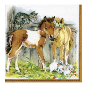 Χαρτοπετσέτα για Decoupage, Kitten & Foals in Stable, 1τεμ 371057
